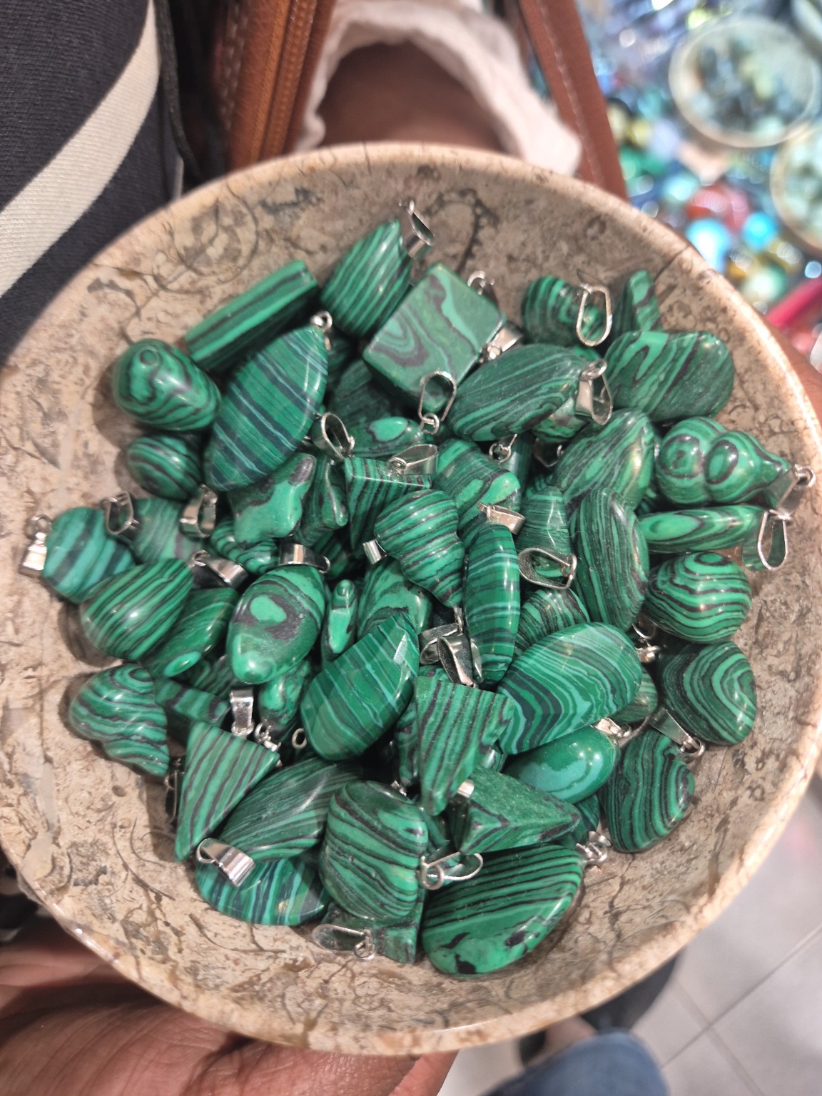 Green malachite pendants