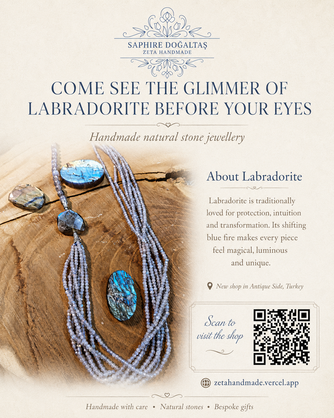 Labradorite advert for Zeta Handmade