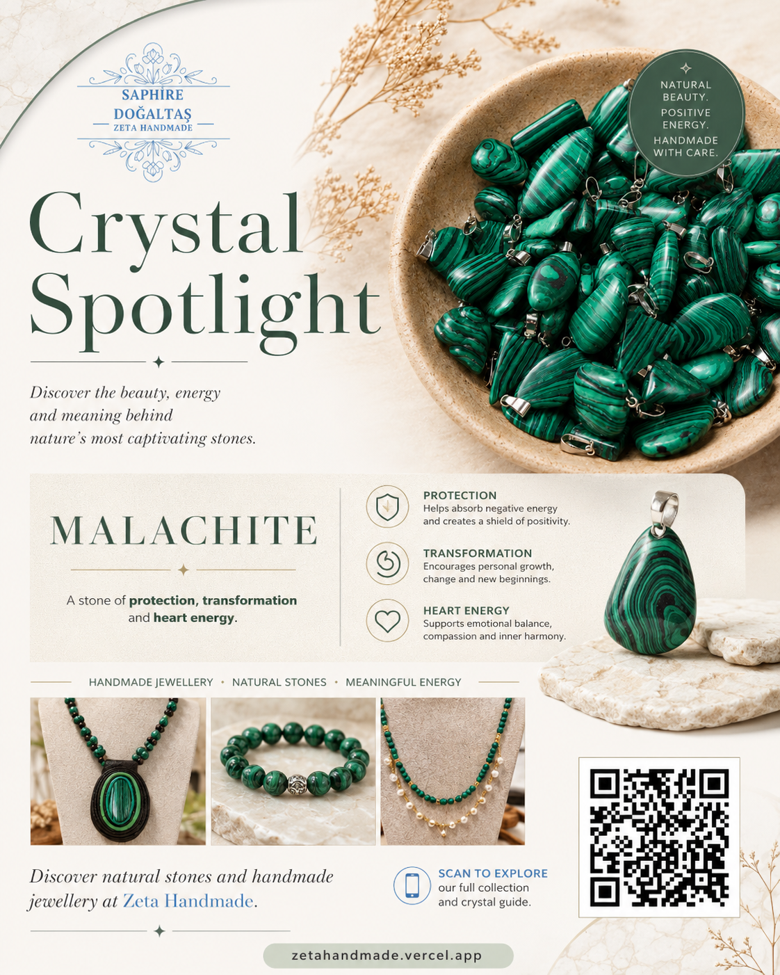 Crystal spotlight advert for Zeta Handmade